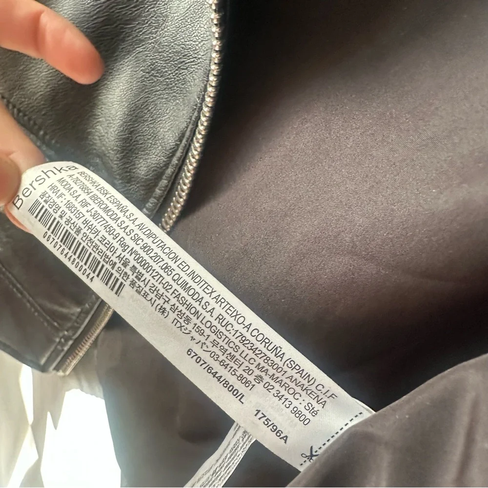 Bershka Black Faux Leather Biker Moto Jacket‎ Full Zip Grunge Lg NWOT - Picture 10 of 15
